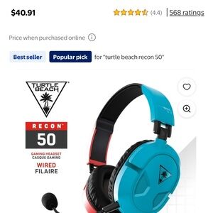 Turtle Beach Recon 50 Gaming Headset - Blue and Black